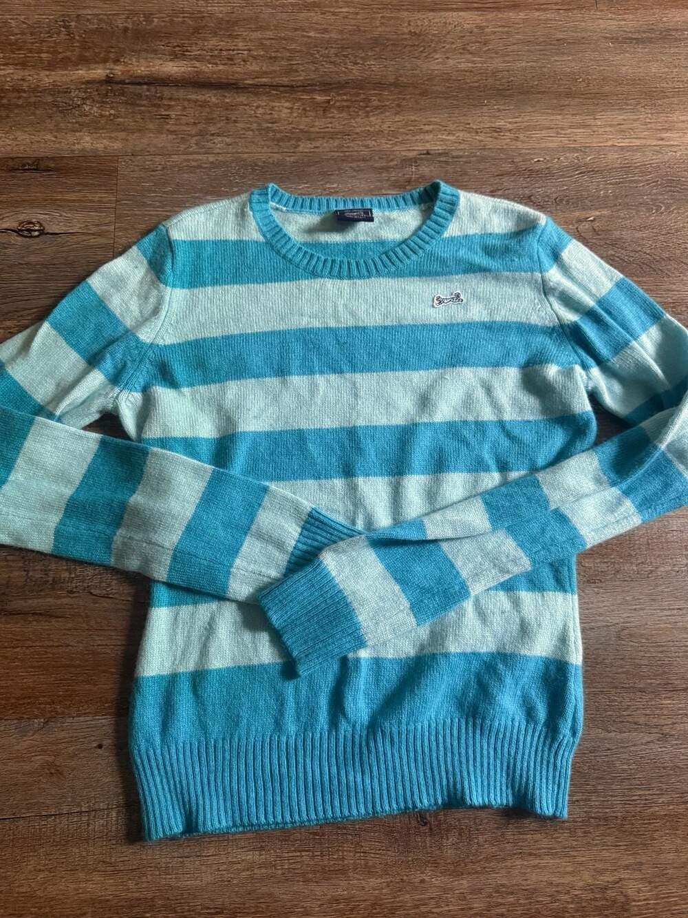 Le Tigre Striped Sweater Youth Size 2XL Blue White Angora Cashmere